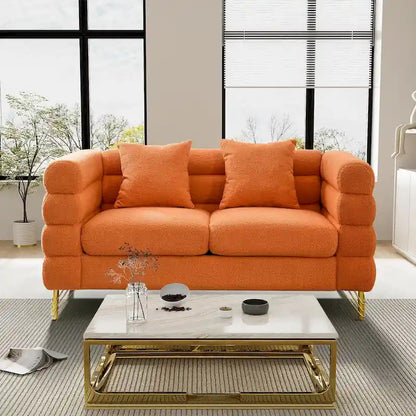 Ouyessir Teddy Fabric Modern Sectional Sofa Sets L-Shape/2/3/4 Seater Sofa Couch with Pillows