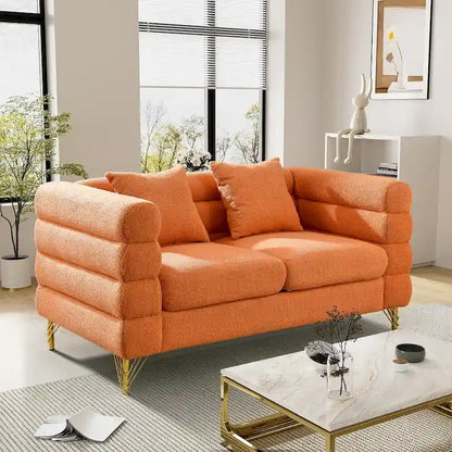 Ouyessir Teddy Fabric Modern Sectional Sofa Sets L-Shape/2/3/4 Seater Sofa Couch with Pillows