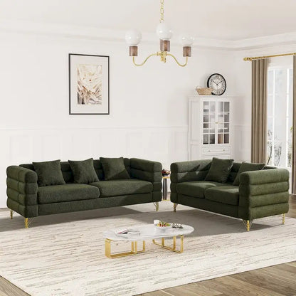 Ouyessir Teddy Fabric Modern Sectional Sofa Sets L-Shape/2/3/4 Seater Sofa Couch with Pillows