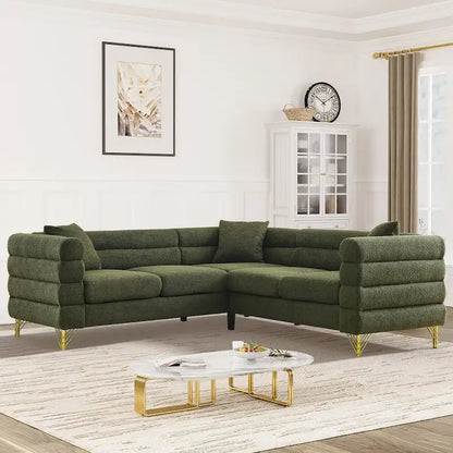 Ouyessir Teddy Fabric Modern Sectional Sofa Sets L-Shape/2/3/4 Seater Sofa Couch with Pillows