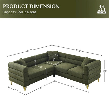 Ouyessir Teddy Fabric Modern Sectional Sofa Sets L-Shape/2/3/4 Seater Sofa Couch with Pillows