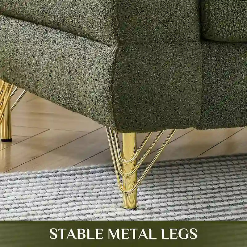 Ouyessir Teddy Fabric Modern Sectional Sofa Sets L-Shape/2/3/4 Seater Sofa Couch with Pillows