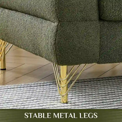 Ouyessir Teddy Fabric Modern Sectional Sofa Sets L-Shape/2/3/4 Seater Sofa Couch with Pillows