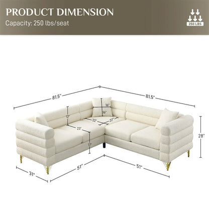 Ouyessir Teddy Fabric Modern Sectional Sofa Sets L-Shape/2/3/4 Seater Sofa Couch with Pillows