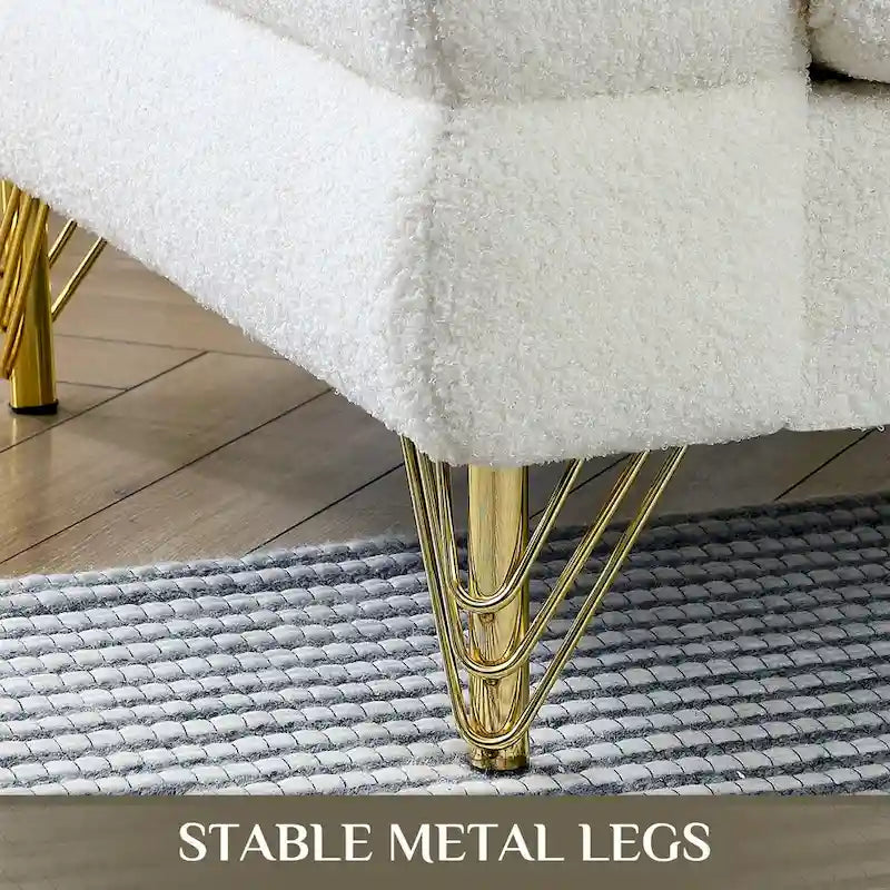 Ouyessir Teddy Fabric Modern Sectional Sofa Sets L-Shape/2/3/4 Seater Sofa Couch with Pillows