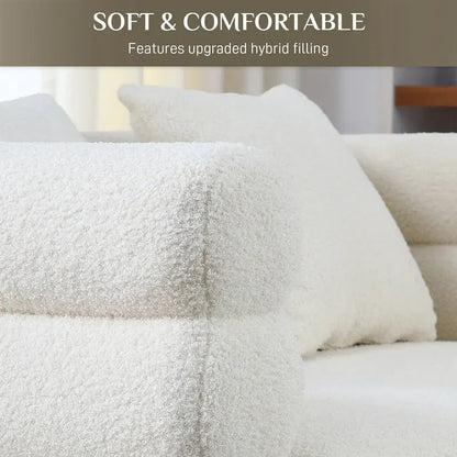 Ouyessir Teddy Fabric Modern Sectional Sofa Sets L-Shape/2/3/4 Seater Sofa Couch with Pillows