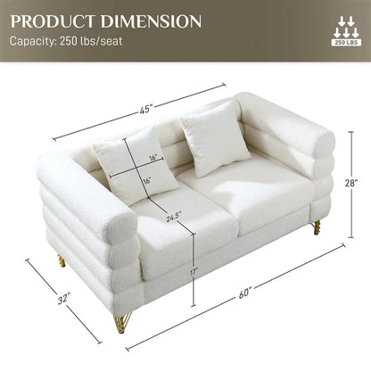 Ouyessir Teddy Fabric Modern Sectional Sofa Sets L-Shape/2/3/4 Seater Sofa Couch with Pillows