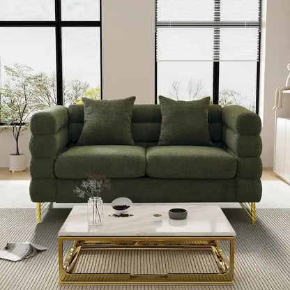 Ouyessir Teddy Fabric Modern Sectional Sofa Sets L-Shape/2/3/4 Seater Sofa Couch with Pillows