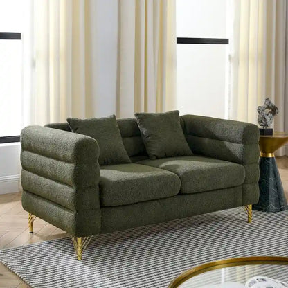 Ouyessir Teddy Fabric Modern Sectional Sofa Sets L-Shape/2/3/4 Seater Sofa Couch with Pillows