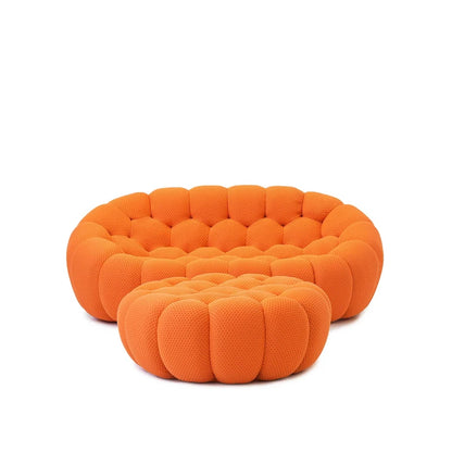3D Honeycomb Fabric Upholstered Bubble Sofa Modern Loveseat with Ottoman