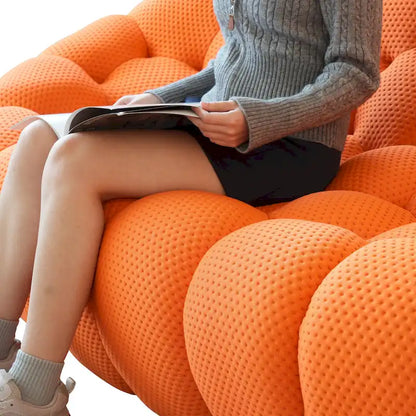 3D Honeycomb Fabric Upholstered Bubble Sofa Modern Loveseat with Ottoman