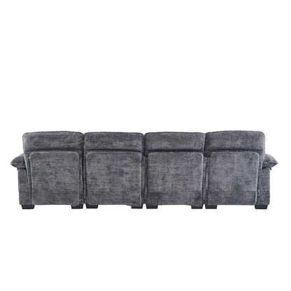 U-shaped profile sofa, including two single seats and two chaise, modular sofa, Chenille sofa