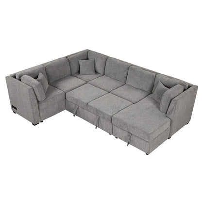 MERAX Sectional Sofa Pull out Sofa Bed with Storage Chaise