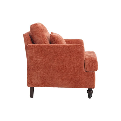 Chenille Single Sofa Chair, Upholstered Accent Chair with Soft Pillow, Mid Century Modern Reading Armchair