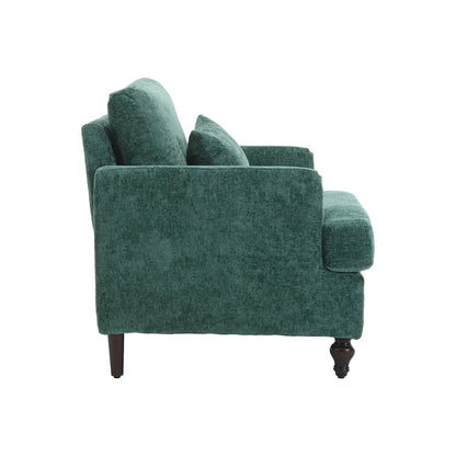 Chenille Single Sofa Chair, Upholstered Accent Chair with Soft Pillow, Mid Century Modern Reading Armchair
