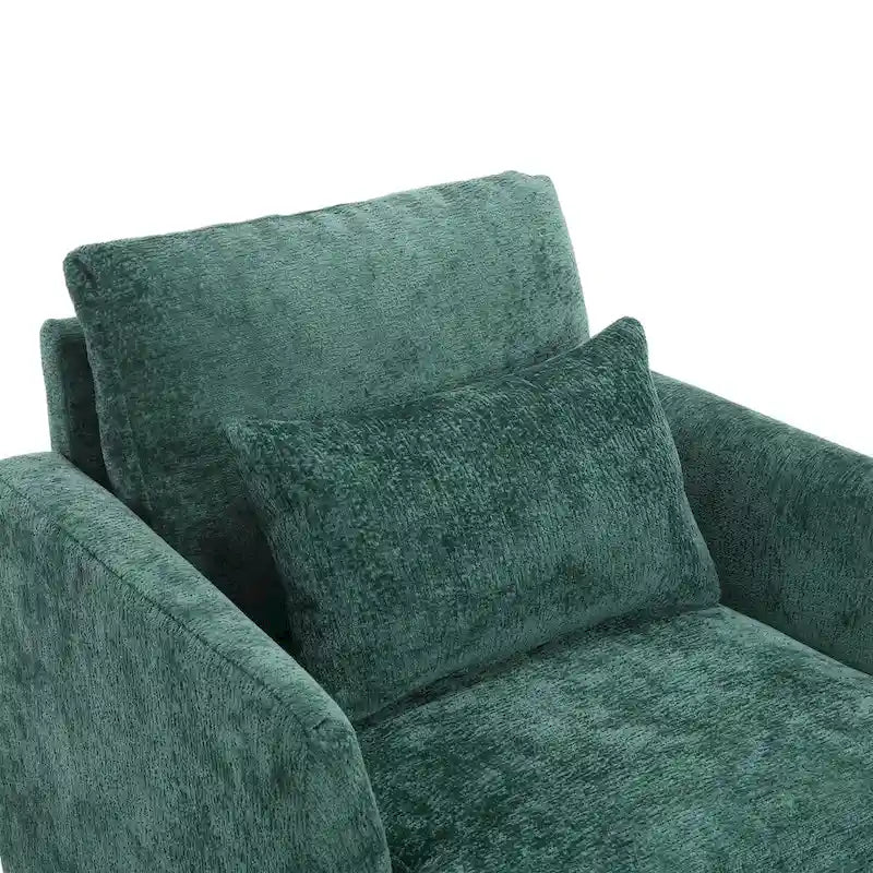 Chenille Single Sofa Chair, Upholstered Accent Chair with Soft Pillow, Mid Century Modern Reading Armchair