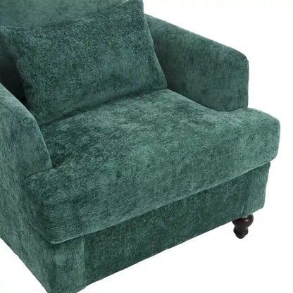 Chenille Single Sofa Chair, Upholstered Accent Chair with Soft Pillow, Mid Century Modern Reading Armchair