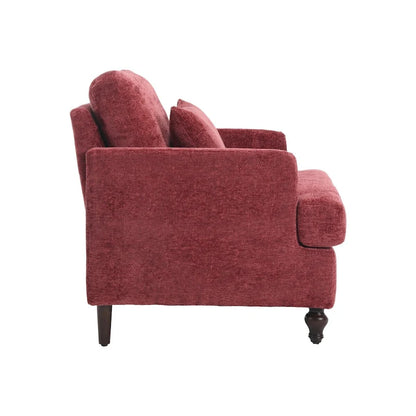 Chenille Single Sofa Chair, Upholstered Accent Chair with Soft Pillow, Mid Century Modern Reading Armchair