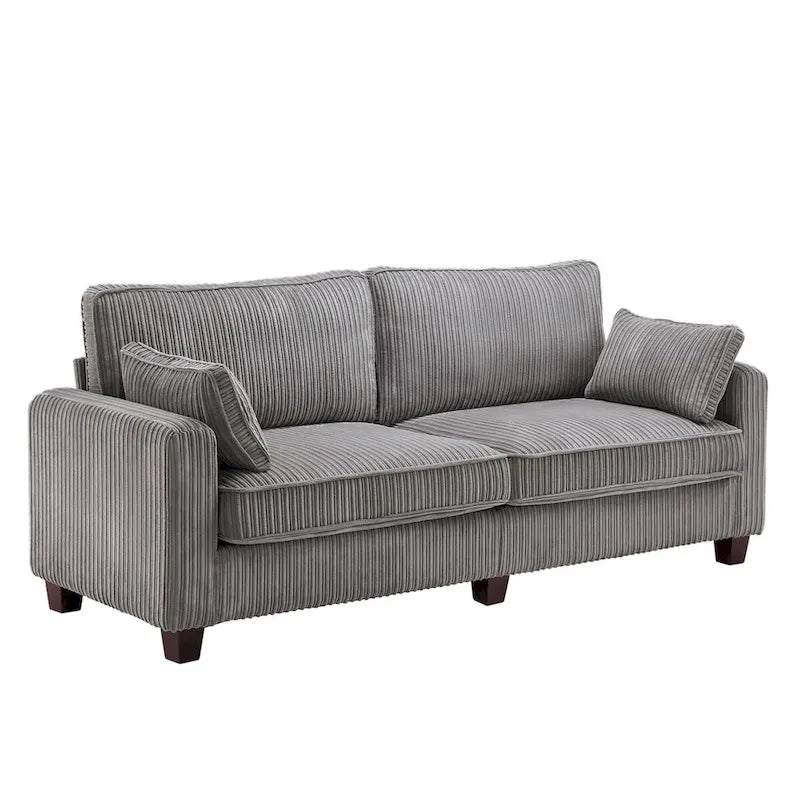 LUE BONA 81 Modern Corduroy 3 Seater Sofa, Polyester Rectangle Upholstered Sofa for Livingroom - 81W X 33D X 26H