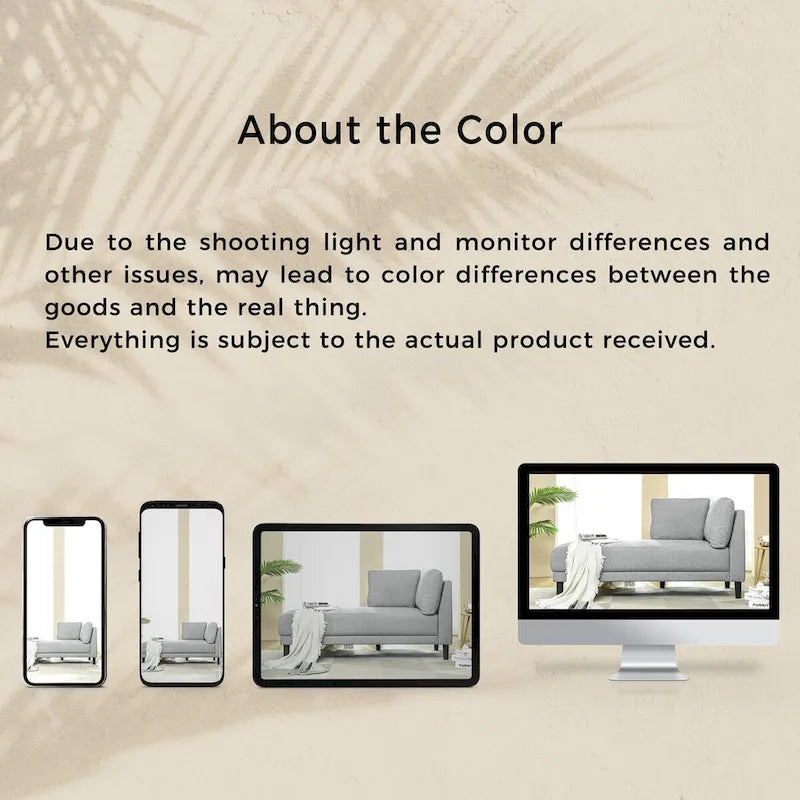 65 Linen Fabric Corner Sofa, Upholstered Indoor Chaise Lounge, Sleeper Sofa, Solid Wood Sofa Bed for Bedroom Living Room