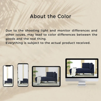 65 Linen Fabric Corner Sofa, Upholstered Indoor Chaise Lounge, Sleeper Sofa, Solid Wood Sofa Bed for Bedroom Living Room