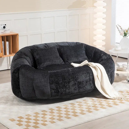 HOMEFUN Chenille Upholstered Durable Comfort Lounger High Back Bean Bag Loveseat Sofa