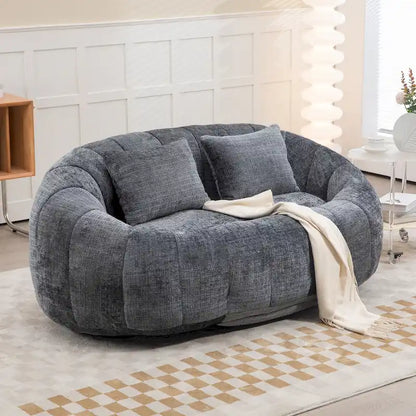 HOMEFUN Chenille Upholstered Durable Comfort Lounger High Back Bean Bag Loveseat Sofa