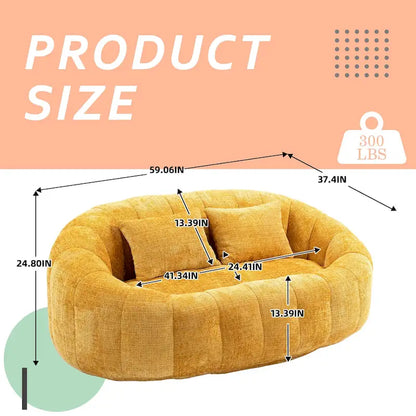 HOMEFUN Chenille Upholstered Durable Comfort Lounger High Back Bean Bag Loveseat Sofa