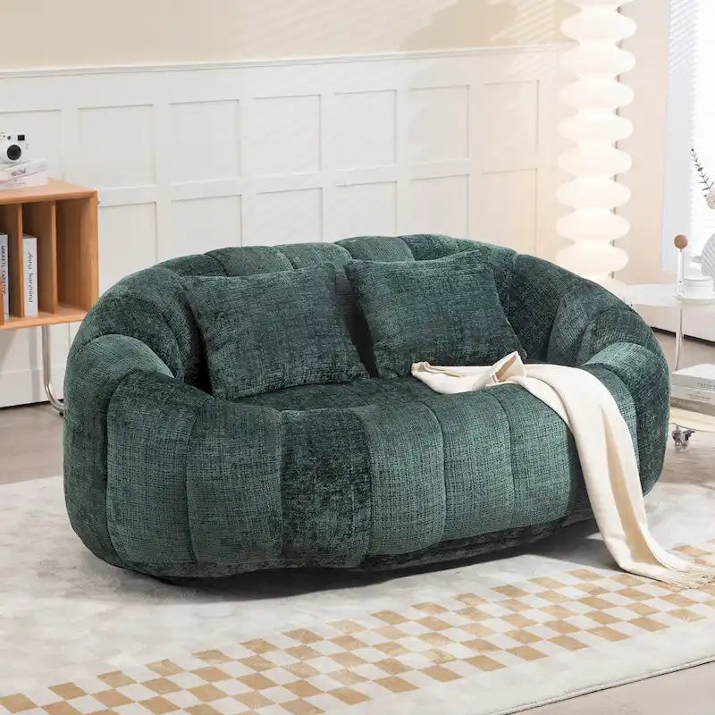 HOMEFUN Chenille Upholstered Durable Comfort Lounger High Back Bean Bag Loveseat Sofa
