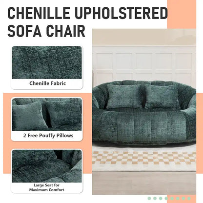 HOMEFUN Chenille Upholstered Durable Comfort Lounger High Back Bean Bag Loveseat Sofa