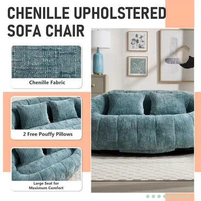 HOMEFUN Chenille Upholstered Durable Comfort Lounger High Back Bean Bag Loveseat Sofa