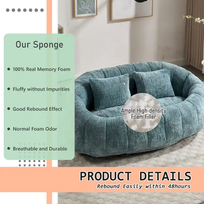 HOMEFUN Chenille Upholstered Durable Comfort Lounger High Back Bean Bag Loveseat Sofa