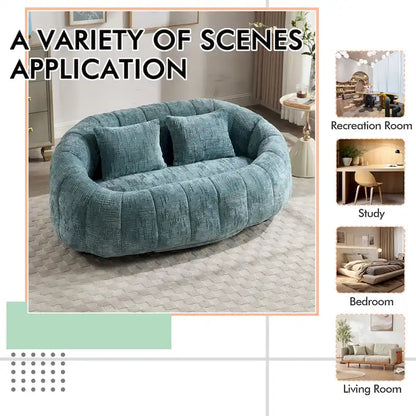 HOMEFUN Chenille Upholstered Durable Comfort Lounger High Back Bean Bag Loveseat Sofa