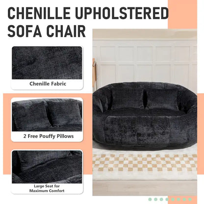 HOMEFUN Chenille Upholstered Durable Comfort Lounger High Back Bean Bag Loveseat Sofa