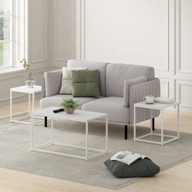 Furinno Camnus Modern Living Room Table Set with One Coffee Table and Two End Tables