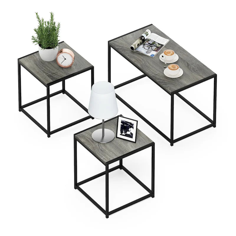 Furinno Camnus Modern Living Room Table Set with One Coffee Table and Two End Tables