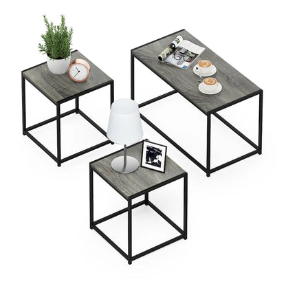 Furinno Camnus Modern Living Room Table Set with One Coffee Table and Two End Tables
