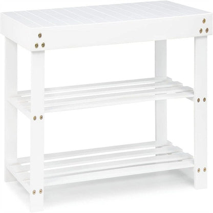 Bamboo Shoe Rack Bench - 27.6D x 10W x 17.6H