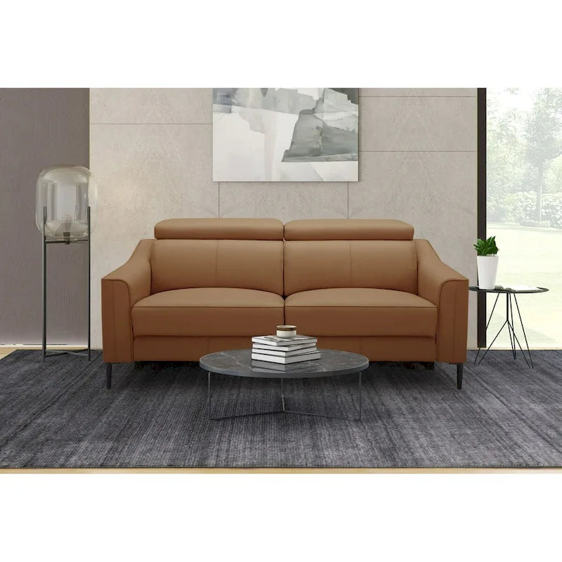 Divani Casa Eden Modern Camel Leather Sofa With 2 Recliners