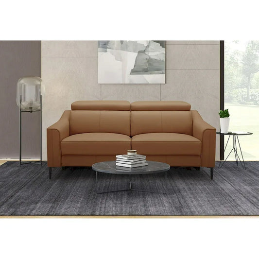 Divani Casa Eden Modern Camel Leather Sofa With 2 Recliners