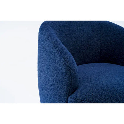 Swivel Accent Armchair Barrel Chair with Black Powder Coating, Blue