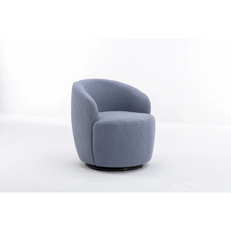 Swivel Accent Armchair Barrel Chair with Black Powder Coating, Blue