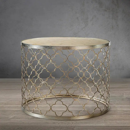 CraftHome W22 Natural Capiz Seashell French Single Round Coffee Table - 22 x 17