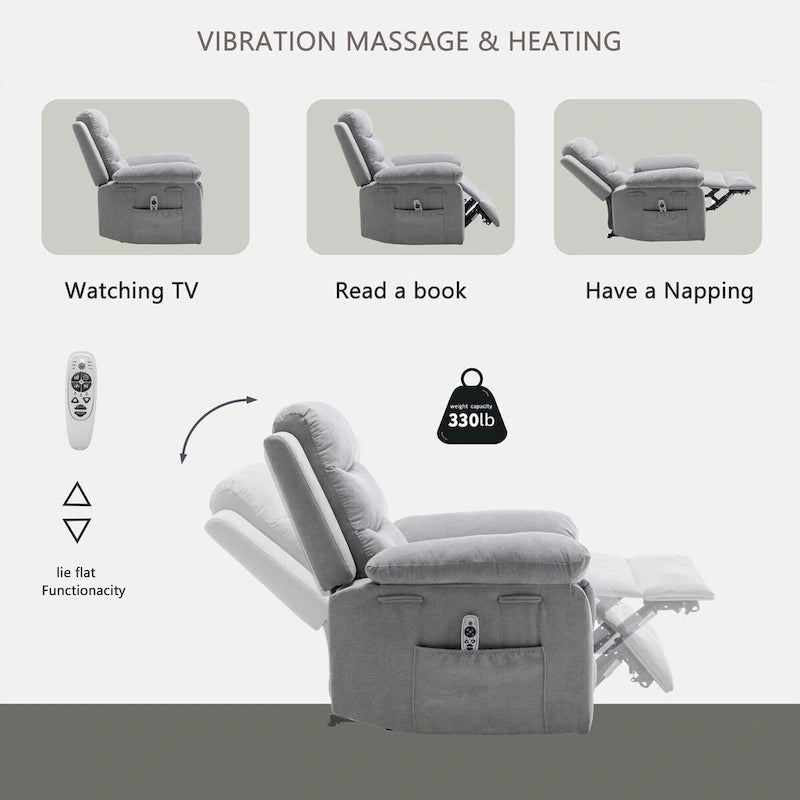 Power Recliner Chair With Adjustable Massage Function