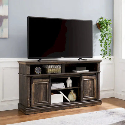 Media Console Table with Storage Cabinet, Mid Century style Entertainment TV Table, Multipurpose Sliding Door TV Cabinet