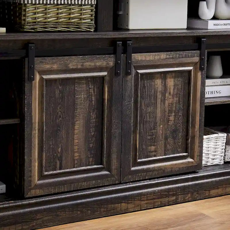 Media Console Table with Storage Cabinet, Mid Century style Entertainment TV Table, Multipurpose Sliding Door TV Cabinet