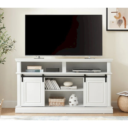 Media Console Table with Storage Cabinet, Mid Century style Entertainment TV Table, Multipurpose Sliding Door TV Cabinet