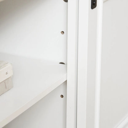 Media Console Table with Storage Cabinet, Mid Century style Entertainment TV Table, Multipurpose Sliding Door TV Cabinet