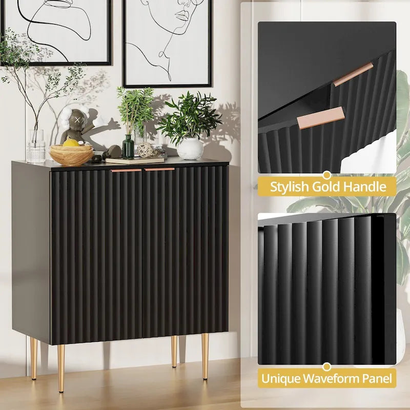 SICOTAS Sideboard Buffet Cabinet Set of 2 with Adjustable Shelves - N/A