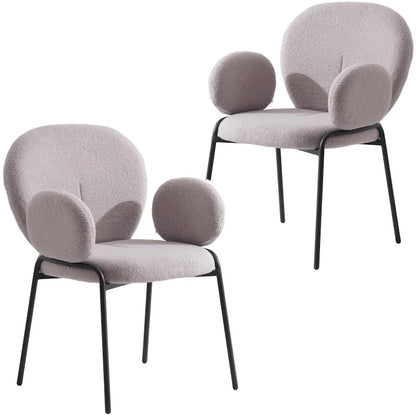 Celestial Boucle Upholstered Iron Dining Chairs Set of 2 by LeisureMod